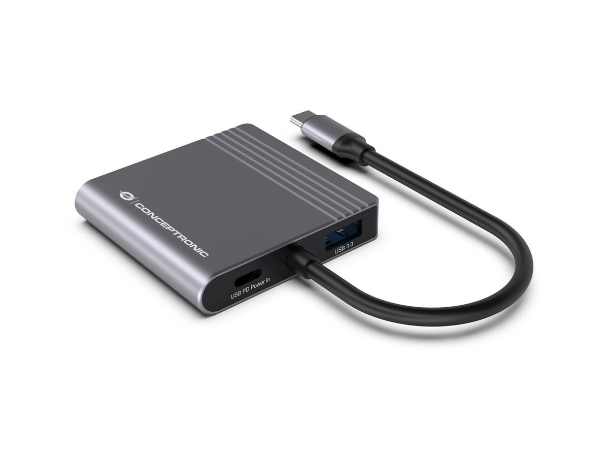 Conceptronic DONN13G dockningsstationer för bärbara datorer Kabel USB 3.2 Gen 1 (3.1 Gen 1) Type-C Grå