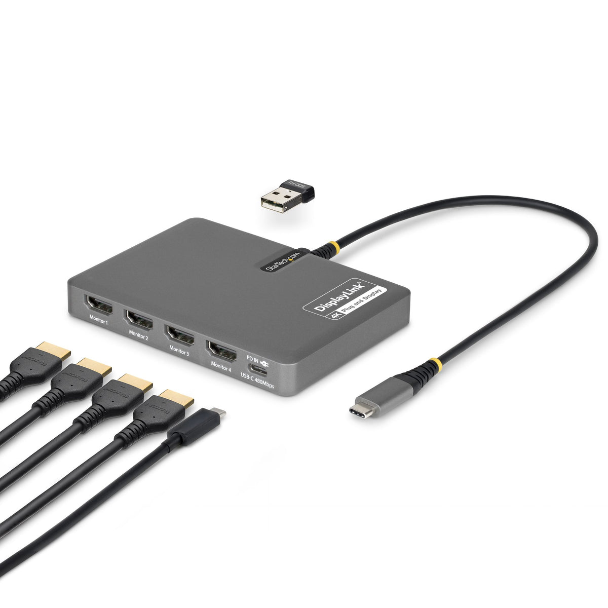 StarTech.com QUAD-USB-HDMI-ADAPT dockningsstationer för bärbara datorer Kabel USB