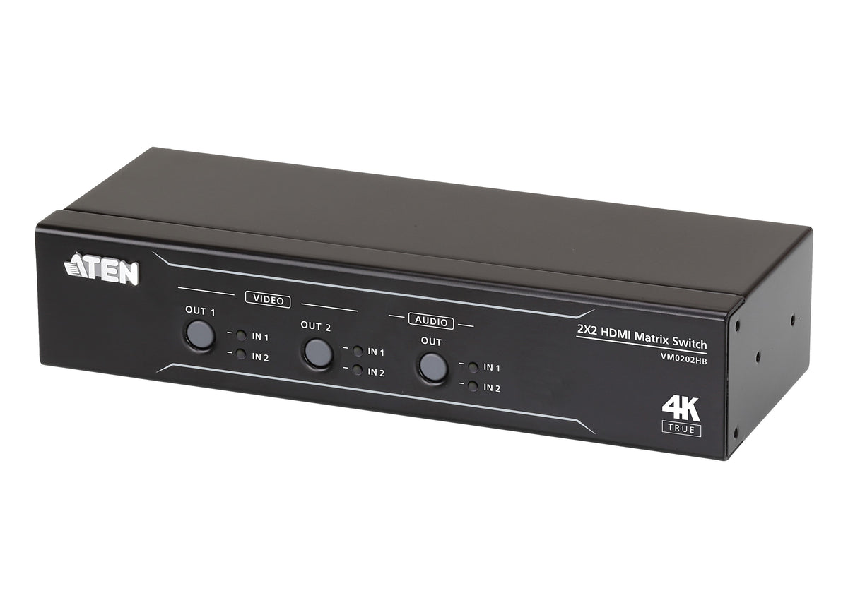ATEN 2 x 2 True 4K HDMI-matrisswitch med ljudavskiljare (audio de-embedder)