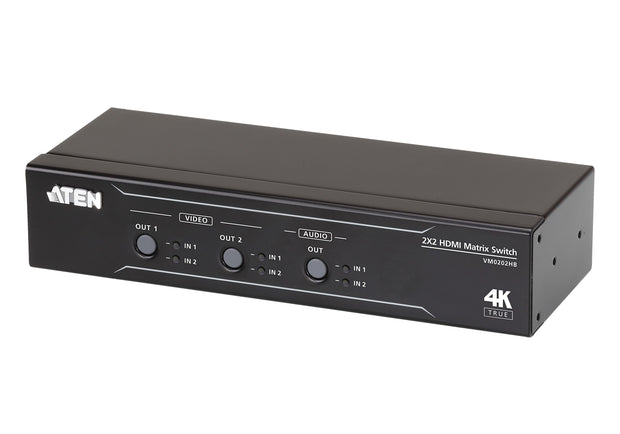 ATEN 2 x 2 True 4K HDMI-matrisswitch med ljudavskiljare (audio de-embedder)