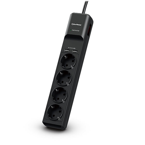 CyberPower P0420SUD0-DE överspänningsskydd Svart 4 AC-utgångar 200