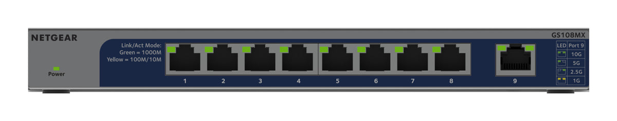 NETGEAR GS108MX-100EUS nätverksswitchar Ohanterad L2 Gigabit Ethernet (10/100/1000)