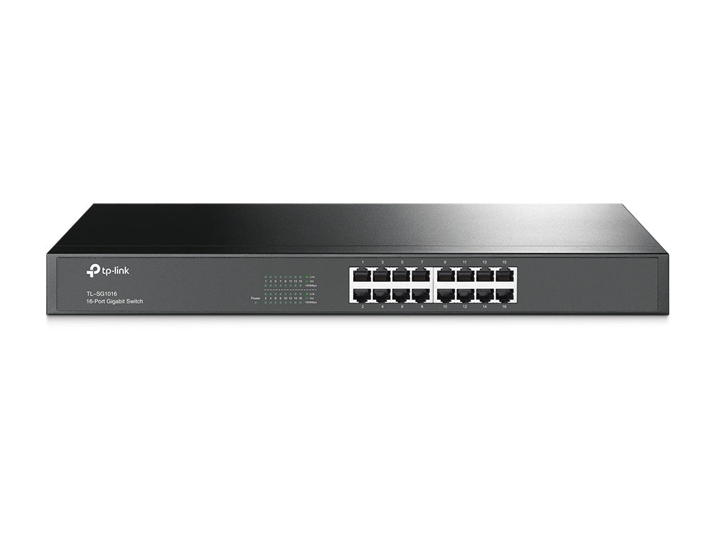 TP-Link TL-SG1016 Ohanterad Gigabit Ethernet (10/100/1000) 1U Svart