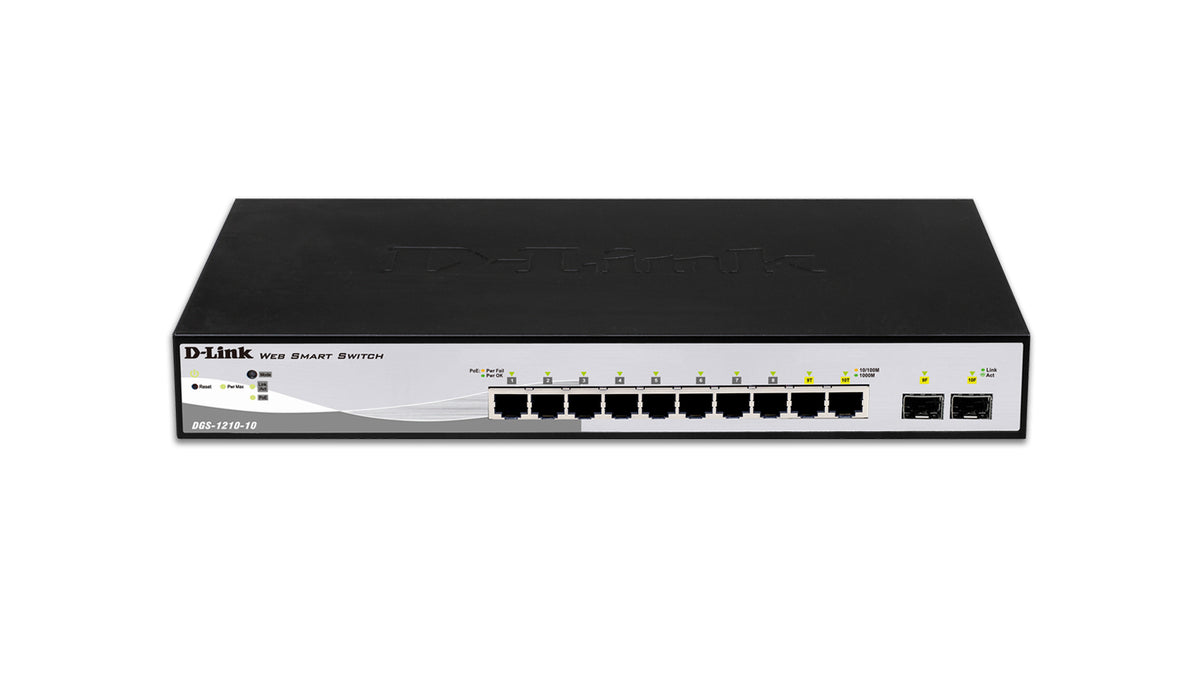 D-Link DGS-1210-10 hanterad L2 Gigabit Ethernet (10/100/1000) 1U Svart