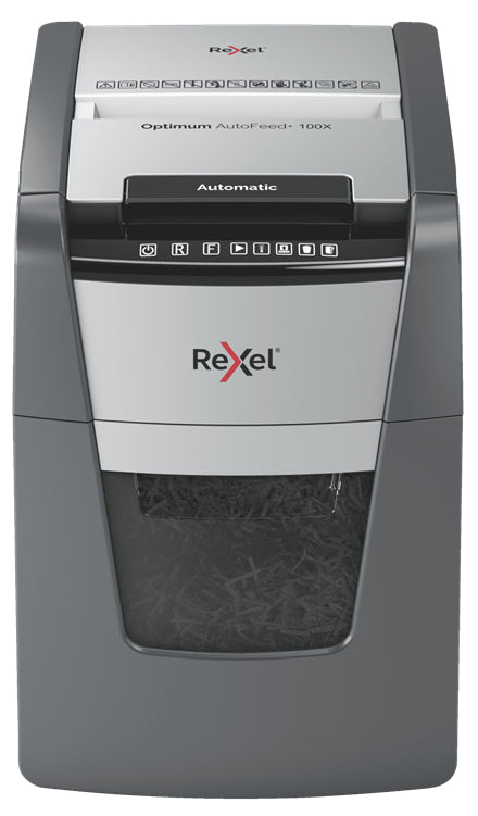 Rexel Optimum AutoFeed+ 100X Automatisk Dokumentförstörare Korsskärning