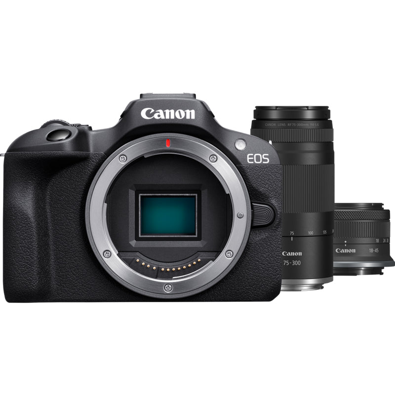 Canon EOS R100 + RF-S 18-45mm F4.5-6.3 IS STM Lens + RF 75-300mm F4-5.6 Lens MILC