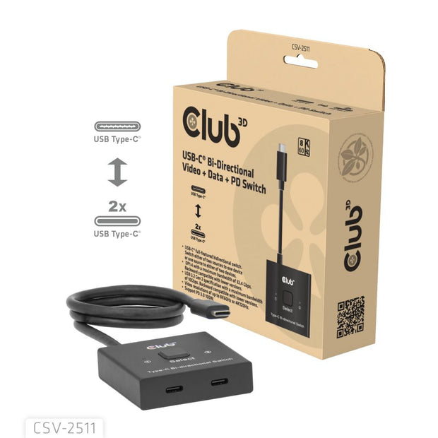 CLUB3D CSV-2511 bilddelare USB Type-C 2x DisplayPort
