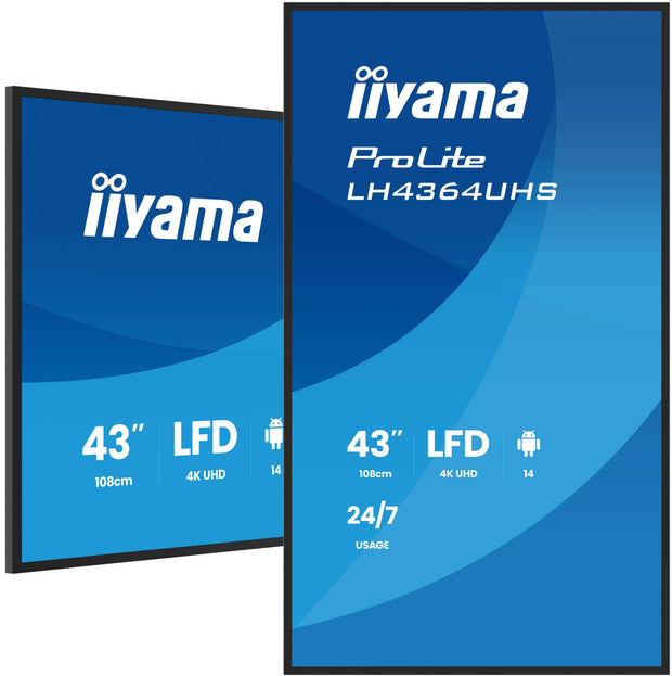 iiyama LH4364UHS-B1AG skyltställ Platt skärm för digital skyltning