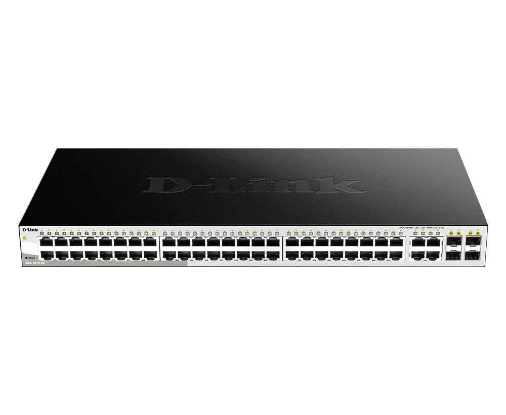 D-Link DGS-1210-52 hanterad L2 Gigabit Ethernet (10/100/1000) 1U Svart