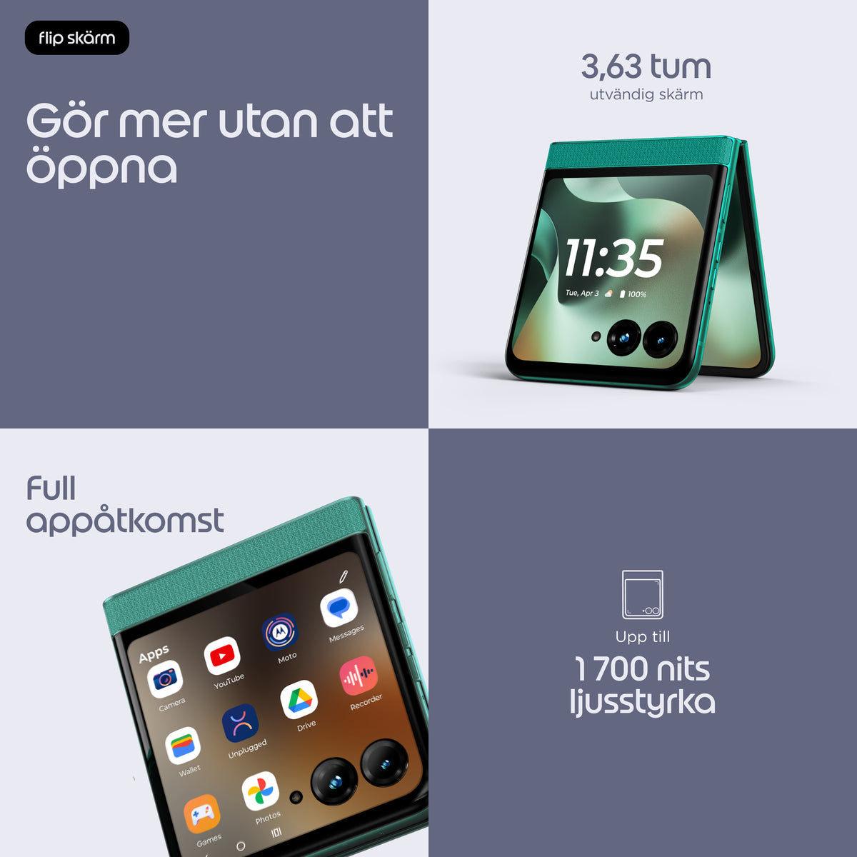 Motorola razr 70 - 256 GB - Mörkgrön