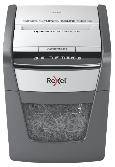 Rexel Optimum AutoFeed+ 50X Automatisk Dokumentförstörare Korsskärning