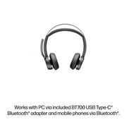 HP Poly Voyager Focus 2-M USB-C-C Headset USB-C/A Adapter Charging Stand