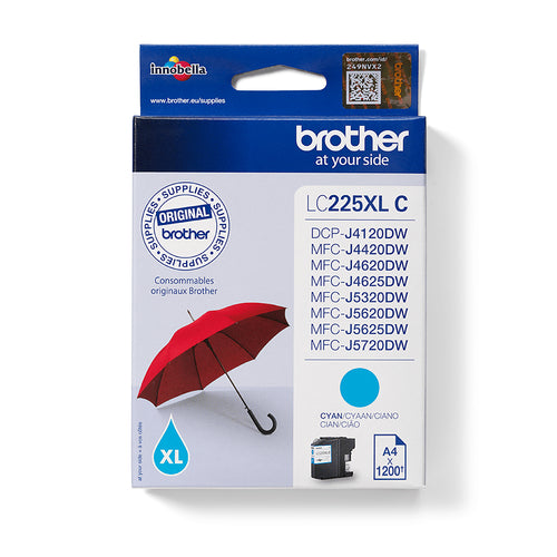 Brother LC225XLC bläckpatroner Original Hög (XL) avkastning Cyan