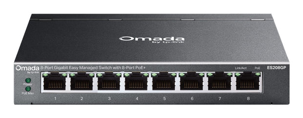 TP-Link Omada ES208GP nätverksswitchar hanterad L2 Gigabit Ethernet (10/100/1000) Strömförsörjning via