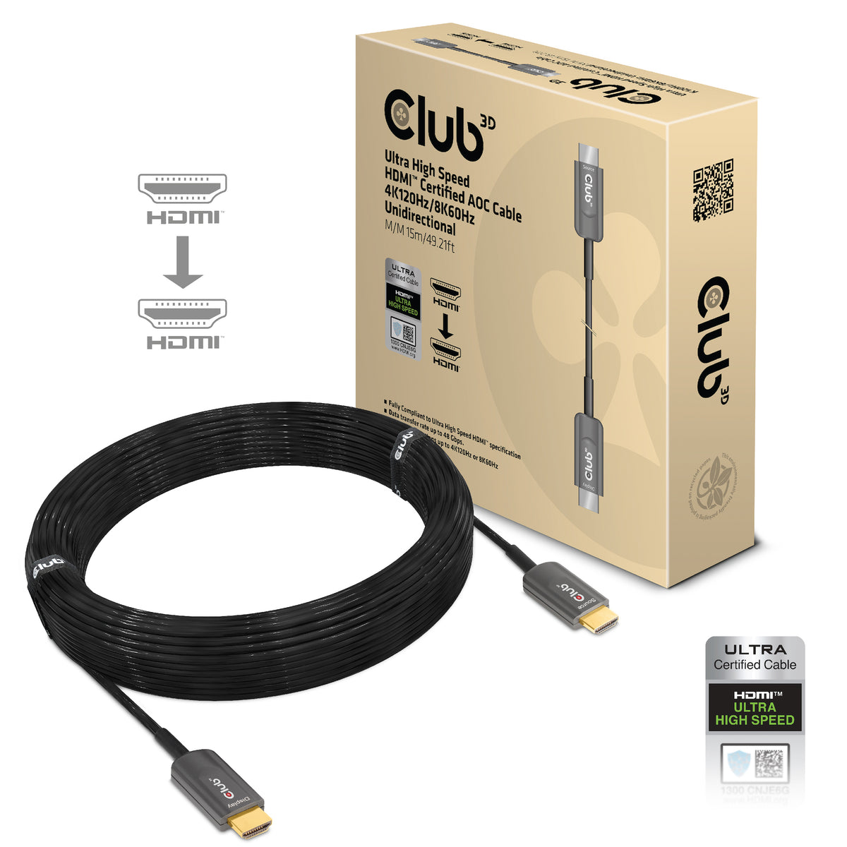 CLUB3D CAC-1377 HDMI-kabel 15 m HDMI Typ A (standard) Svart