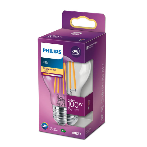 Philips Filamentljuskälla klar 100 W A60 E27