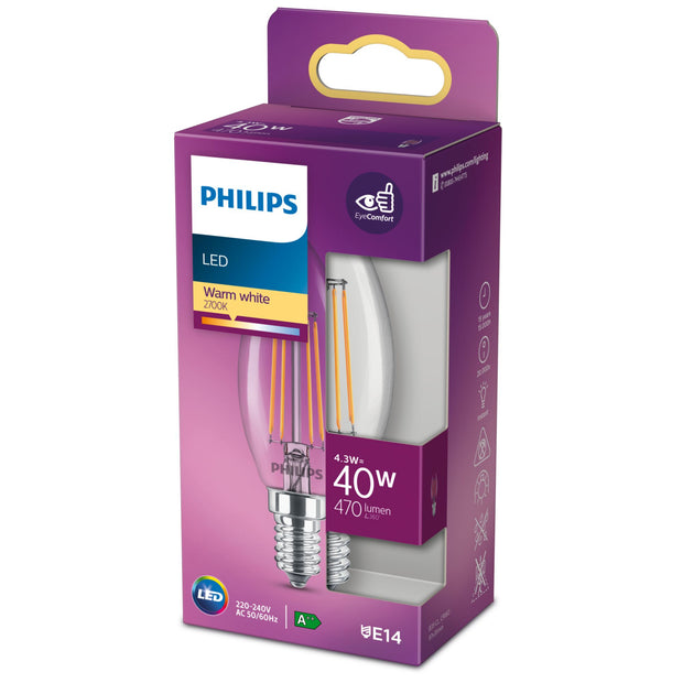 Philips Filamentkronljuskälla klar 40 W B35 E14