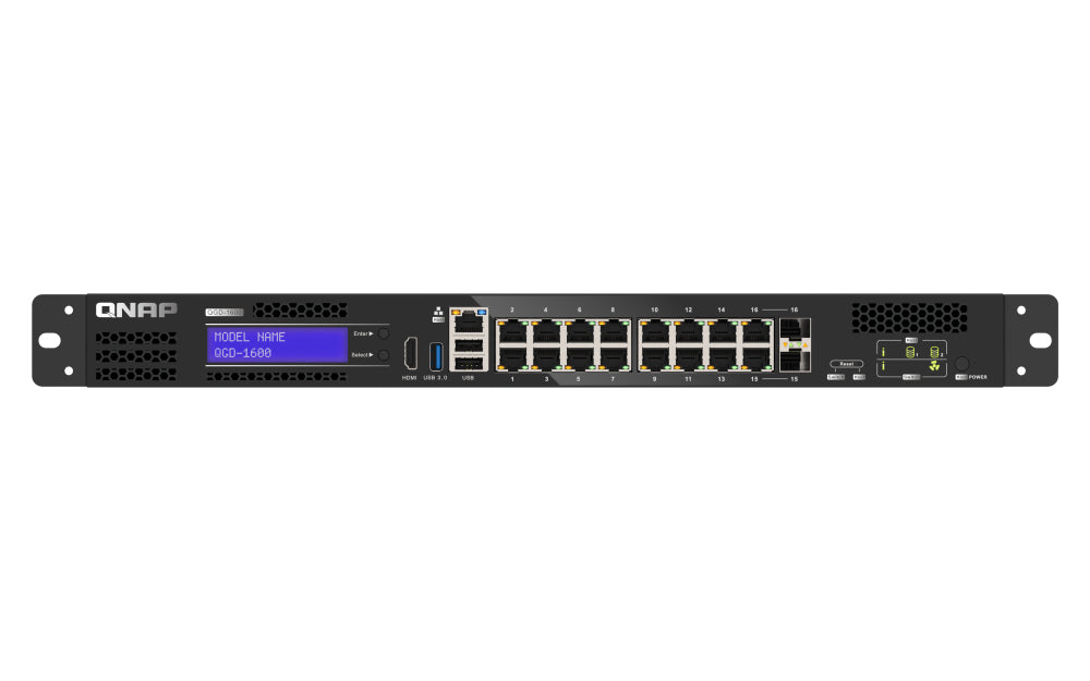 QNAP QGD-1600 hanterad Gigabit Ethernet (10/100/1000) 1U Svart