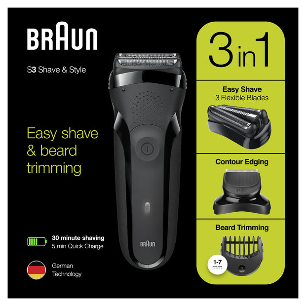 Braun Series 3 81702941 rakapparater för män Folierakapparat Trimmer Svart