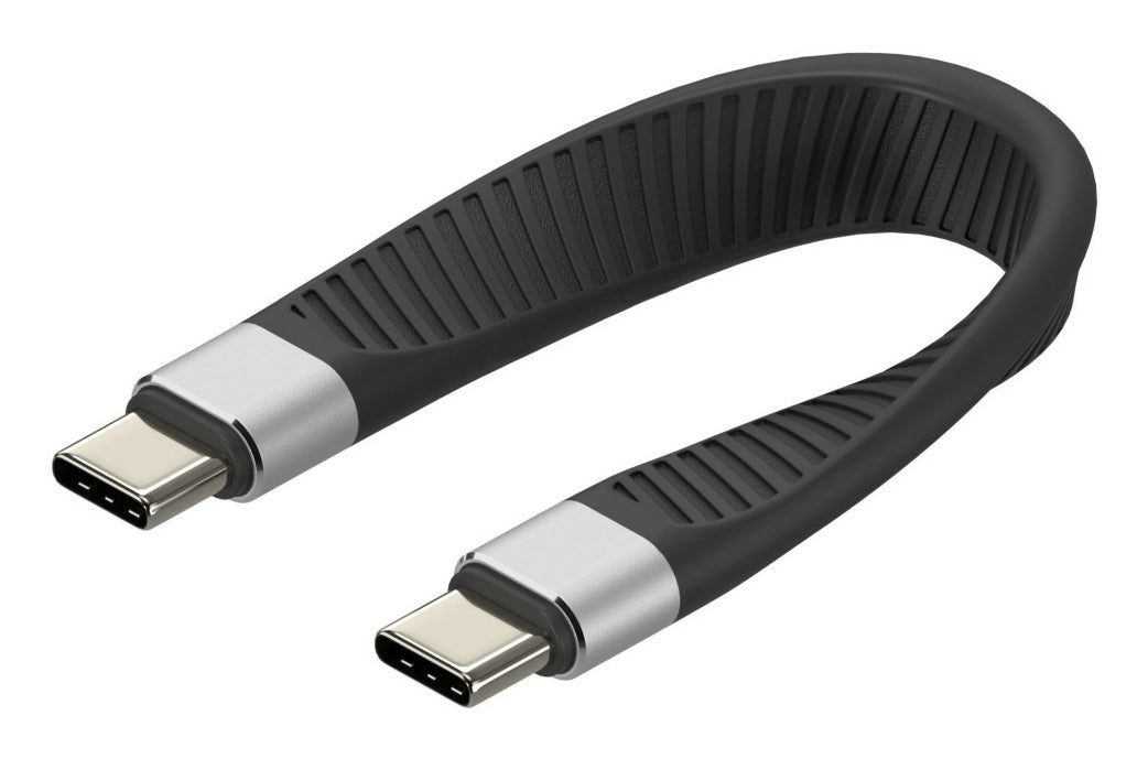Techly ICOC-USBC-FL-U4 USB-kablar USB4 Gen 2x2 0,124 m 40 Gbit/s 1000 W Svart