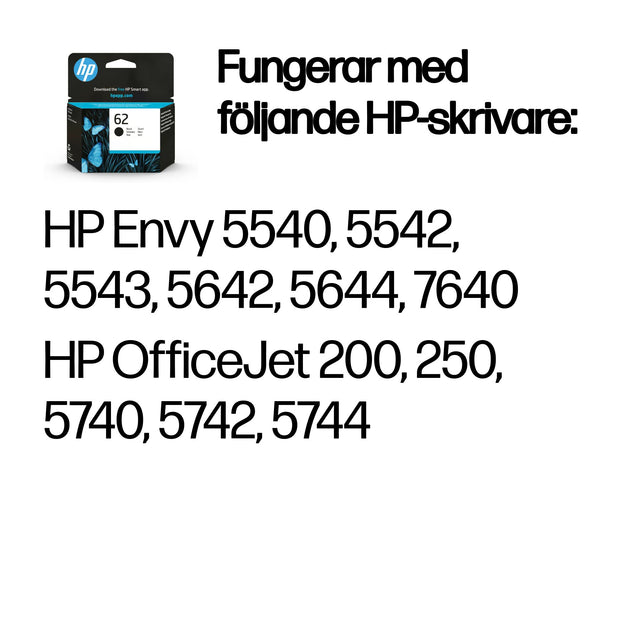 HP 62 svart original bläckpatron