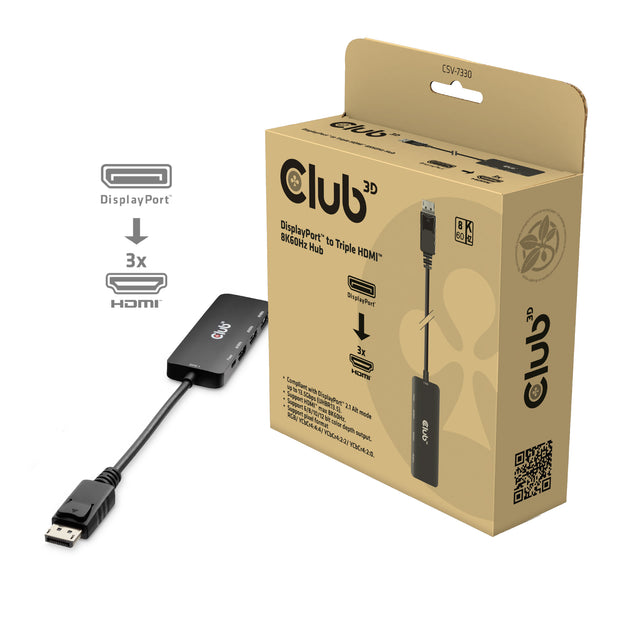 CLUB3D CSV-7330 dockningsstationer för bärbara datorer DisplayPort Svart