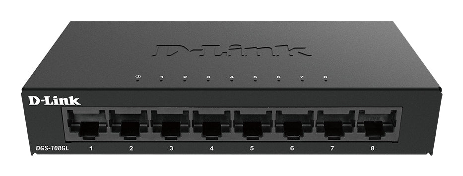 D-Link DGS-108GL Ohanterad Gigabit Ethernet (10/100/1000) Svart