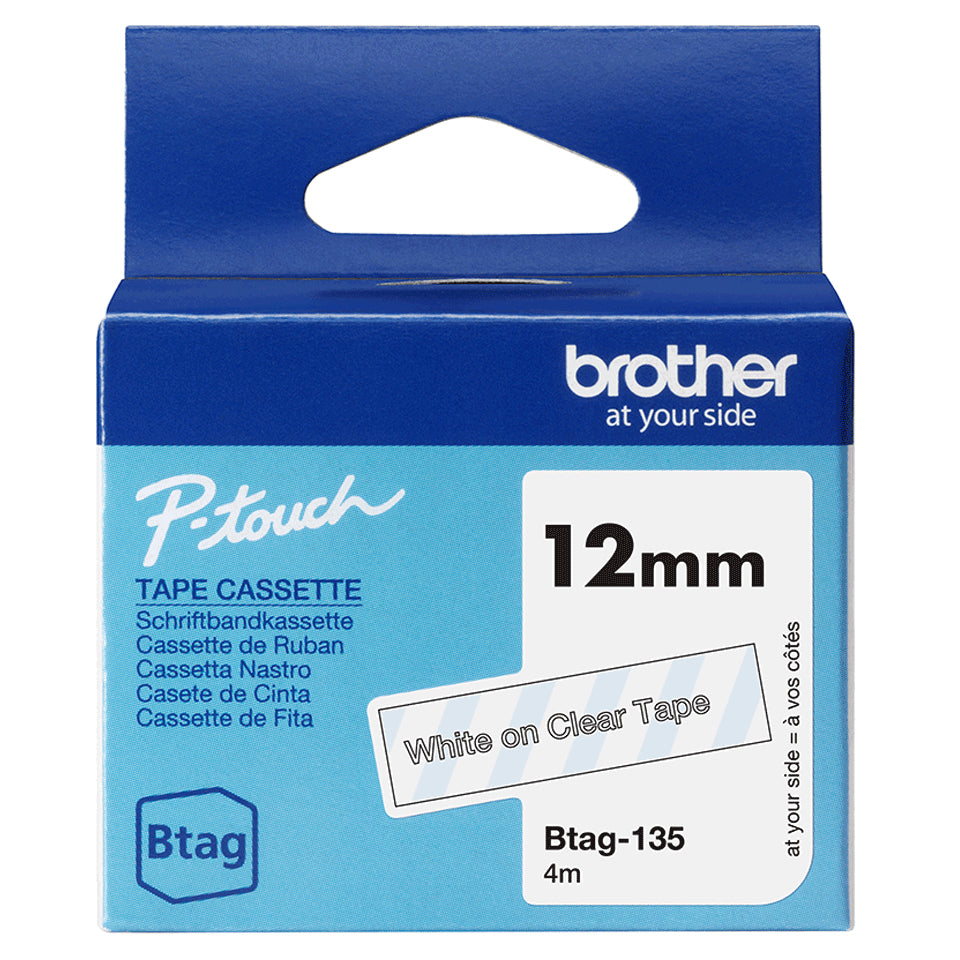Brother BTAG-135 etikett-tejp Vitt på transparant