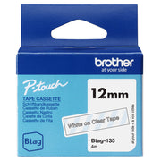 Brother BTAG-135 etikett-tejp Vitt på transparant