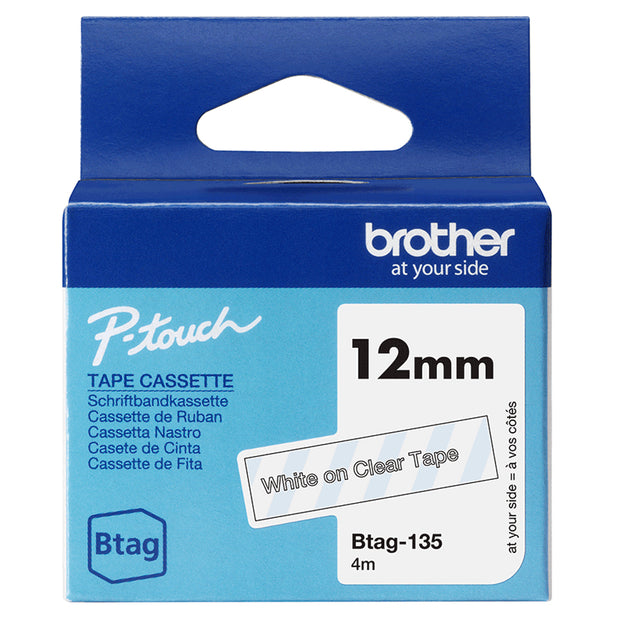 Brother BTAG-135 etikett-tejp Vitt på transparant