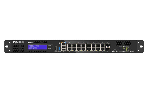 QNAP QGD-1600 hanterad Gigabit Ethernet (10/100/1000) 1U Svart