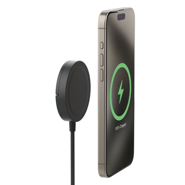 mophie Qi2 Magnetic Charger Smartphone Svart USB Trådlös laddning Snabb laddning inomhus