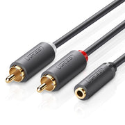 Ugreen 10561 ljudkabel 0,2 m 3,5mm 2 x RCA Svart