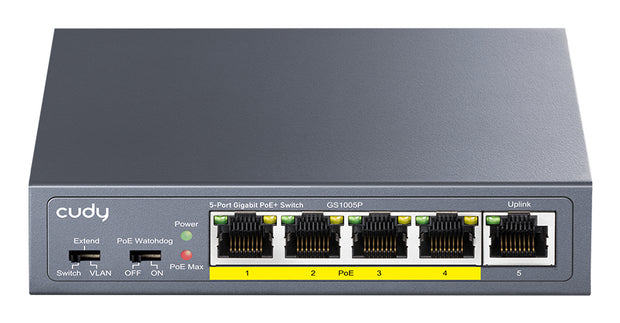 Cudy GS1005P nätverksswitchar Ohanterad Gigabit Ethernet (10/100/1000) Strömförsörjning via Ethernet (PoE)