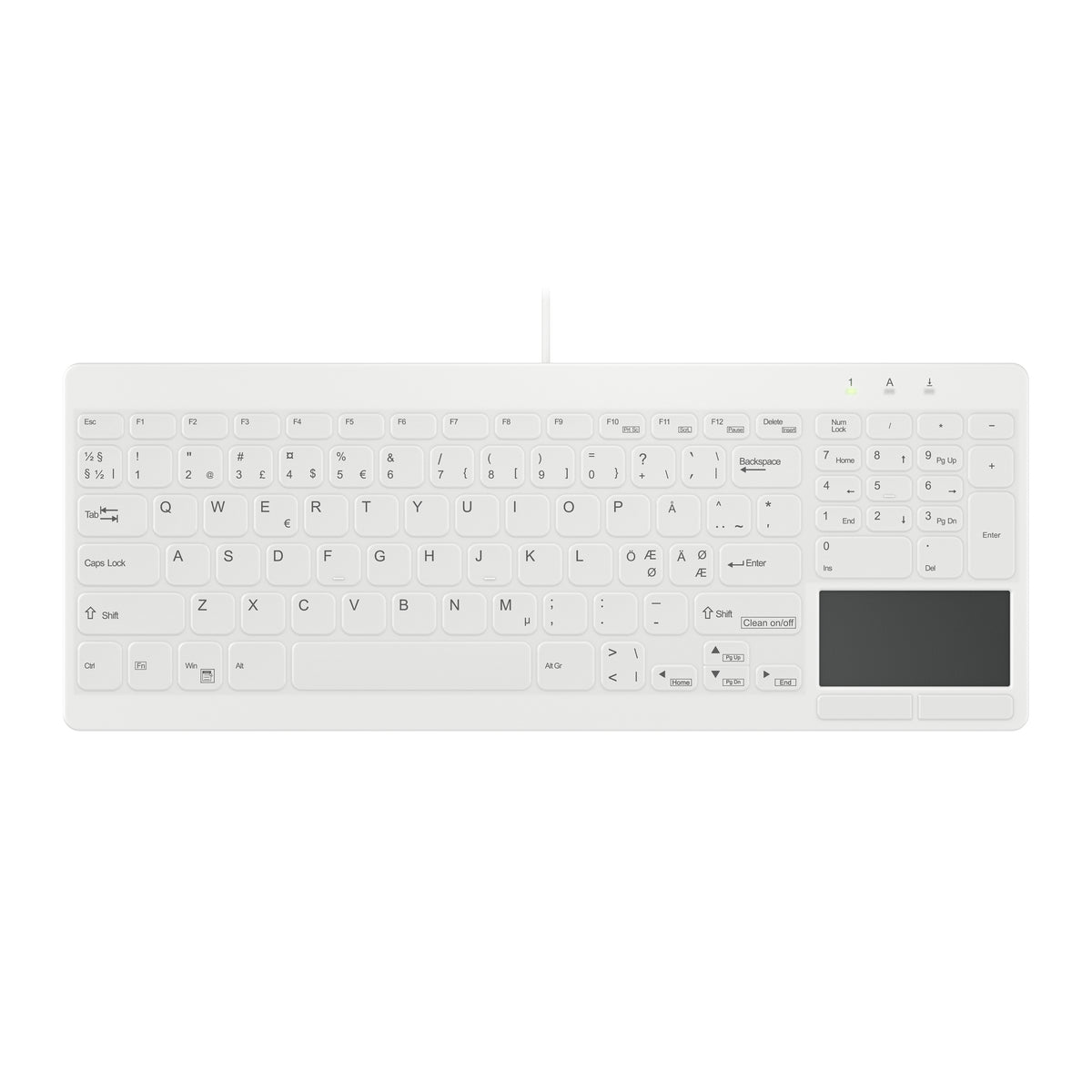 Contour Design Contour Active Key QuickClean medicinskt tangentbord IP68 med pekplatta