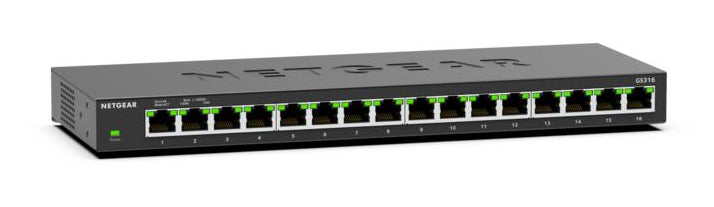 NETGEAR GS316 Ohanterad L2 Gigabit Ethernet (10/100/1000) Svart