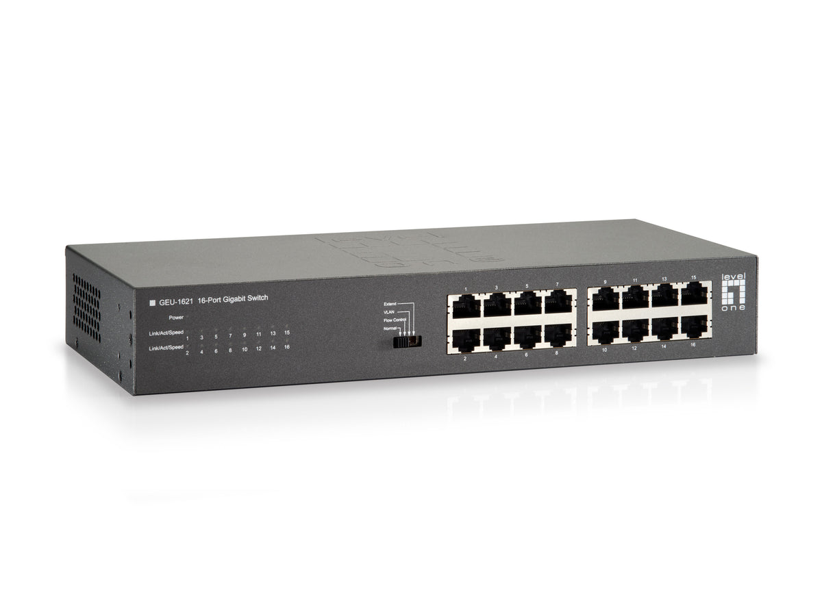 LevelOne GEU-1621 nätverksswitchar Gigabit Ethernet (10/100/1000) Grå