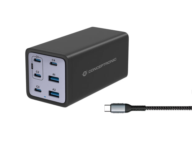 Conceptronic OZUL06BE mobilladdare Universal Svart AC Snabb laddning inomhus