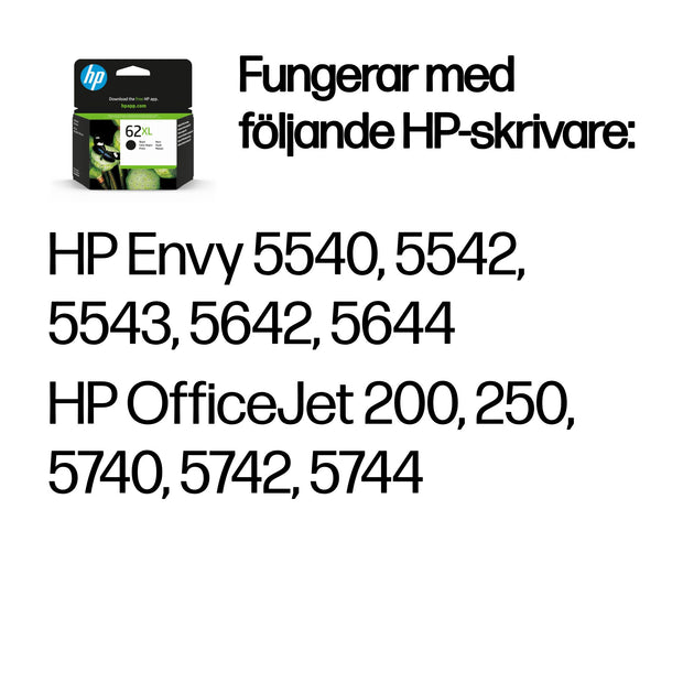 HP 62XL svart original bläckpatron med hög kapacitet
