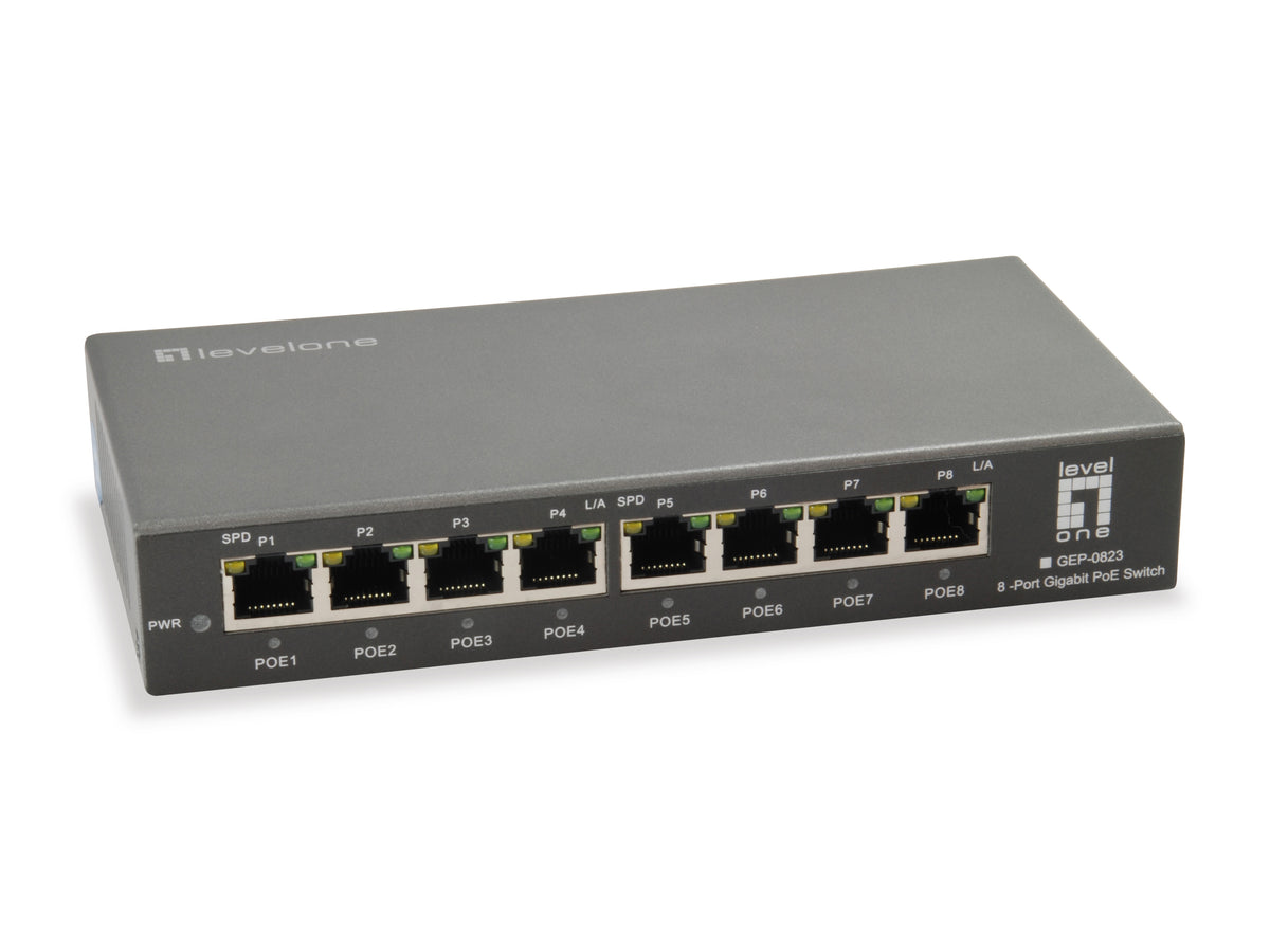 LevelOne GEP-0823 nätverksswitchar Gigabit Ethernet (10/100/1000) Strömförsörjning
