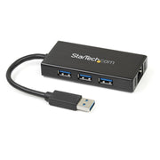 StarTech.com Bärbar USB 3.0-hubb med 3 portar plus Gigabit Ethernet - 1x1G