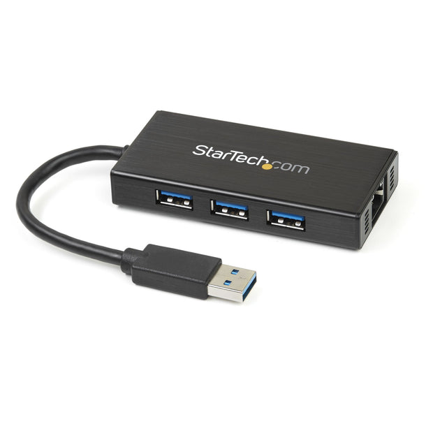 StarTech.com Bärbar USB 3.0-hubb med 3 portar plus Gigabit Ethernet - 1x1G