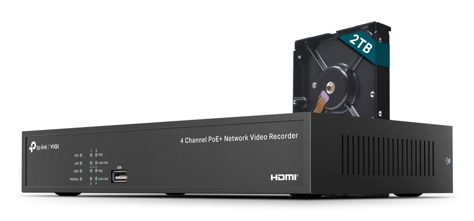 TP-Link VIGI NVR1004H-4P-2TB Svart