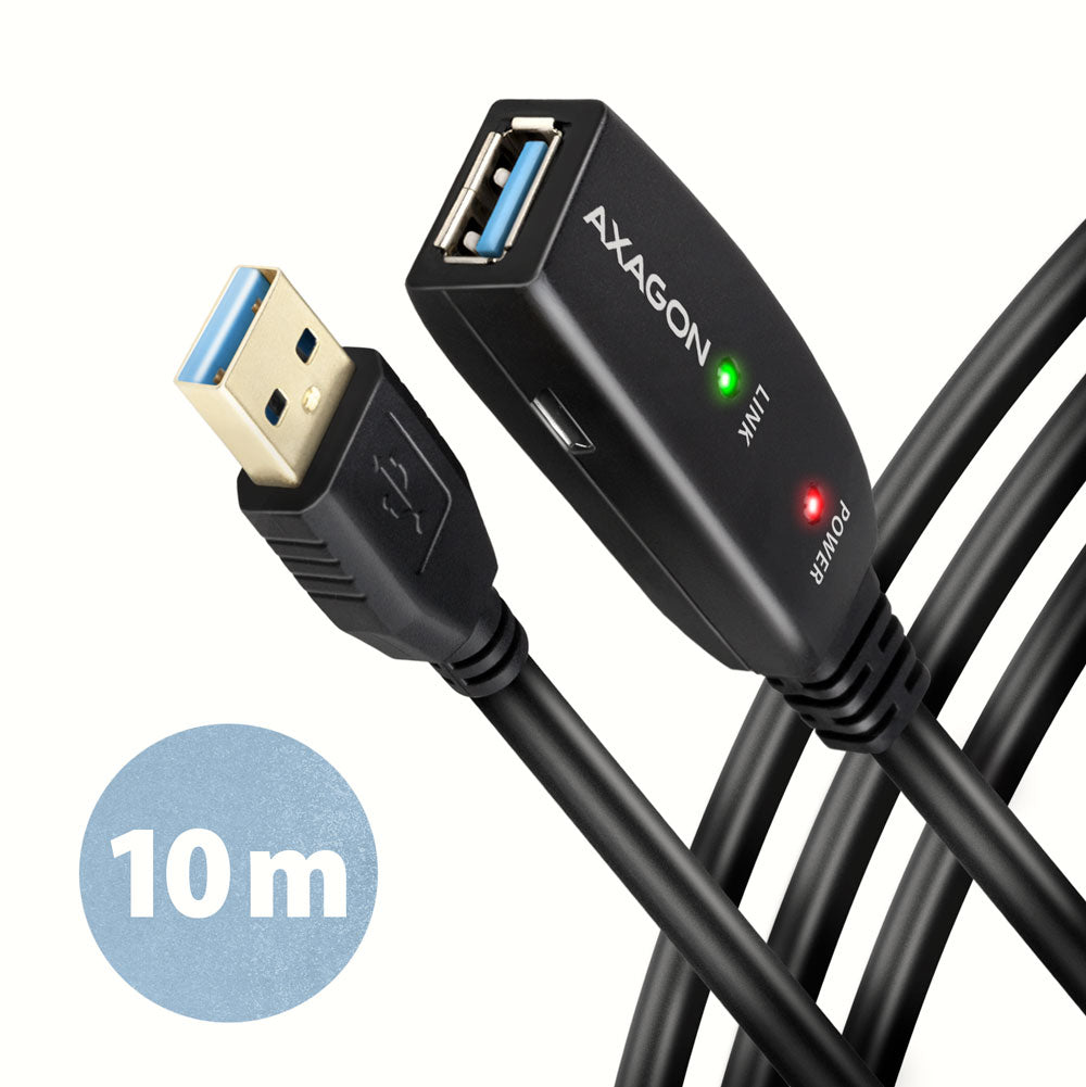 Axagon ADR-310 USB-kablar USB 3.2 Gen 1 (3.1 Gen 1) 10 m USB A 5 Gbit/s Svart
