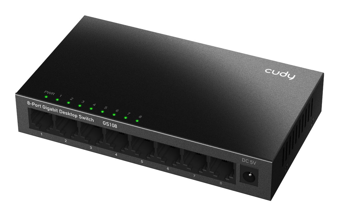 Cudy GS108 nätverksswitchar Ohanterad Gigabit Ethernet (10/100/1000) Svart