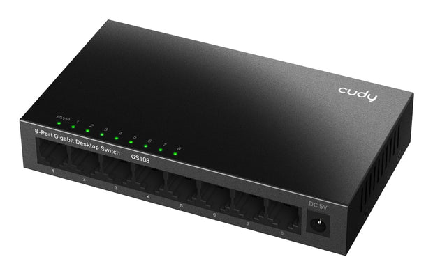 Cudy GS108 nätverksswitchar Ohanterad Gigabit Ethernet (10/100/1000) Svart