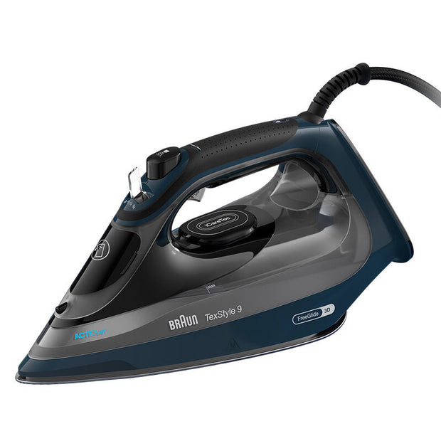 Braun TexStyle 9 0127409002 strykjärn Ångstrykjärn EloxalPlus soleplate 3200 W Mörkblå