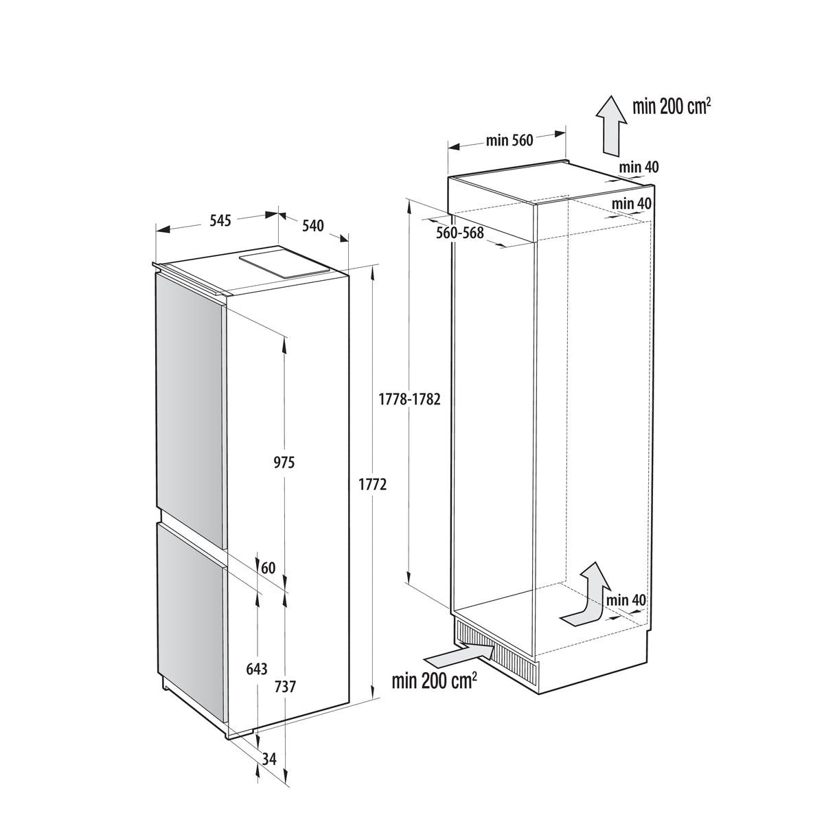 Gorenje NRKI517E41 Inbyggd 252 l Vit