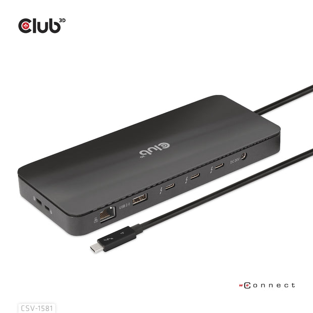 CLUB3D CSV-1581 dockningsstationer för bärbara datorer Dockning Thunderbolt 4 Svart