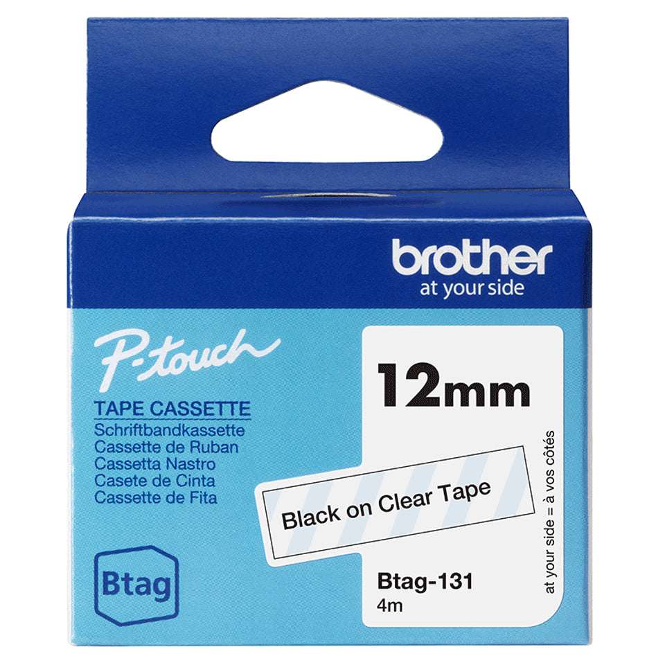 Brother BTAG-131 etikett-tejp Svart på transparent